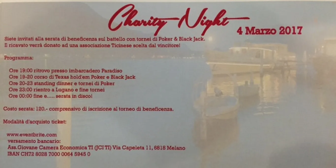 Poker Charity Night on the boat Lugano Lake
